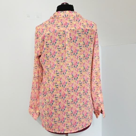 Kut From The Kloth Floral Tab Sleeve Cut Out Top Medium Casual Office Career - Picture 3 of 11